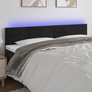 Cabecero con LED de terciopelo negro 200x5x78/88 cm eso4067