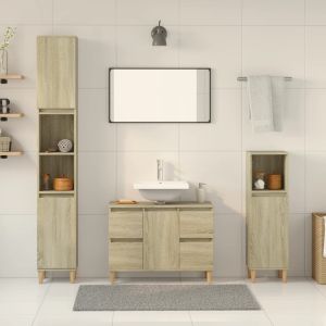 Set de muebles de baño 3 pzas madera contrachapada roble sonoma
