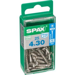 Caja 25 unid. Tornillo madera spax cabeza plana inox a2 4,0x30mm