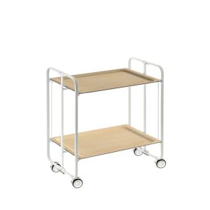 Carrito auxiliar con ruedas bauhaus armazón metálico blanco, 2 bandejas