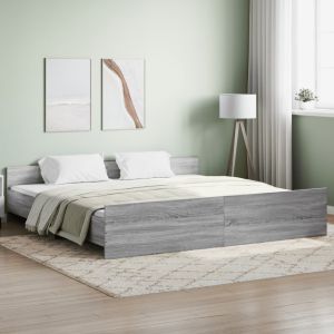 Cama con cabecero piecero gris sonoma 200x200 cm