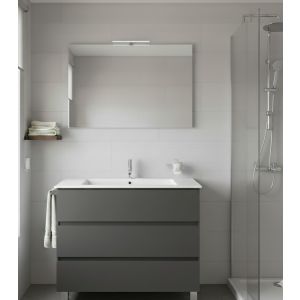 Mueble de baño balder, lavabo y espejo  grafito 100x45 cm
