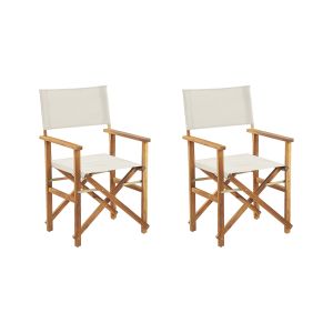 Conjunto de 2 sillas de jardín cine madera de acacia blanco crema