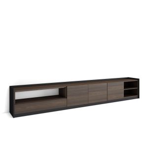 Mueble tv, 310x50x37cm, roble oscuro y negro rf4336