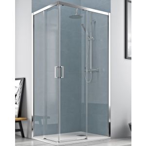 Mampara ducha rectangular angular| frente 100 lateral  90cm cromo