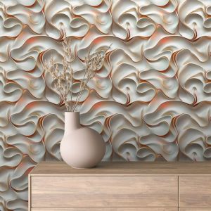 Papel pintado 3d olas beige 60cm por 300cm