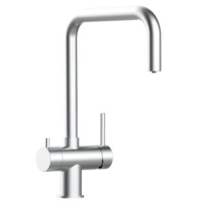 Grifo de cocina 4 vías acero inoxidable caño giratorio en n, cepillado