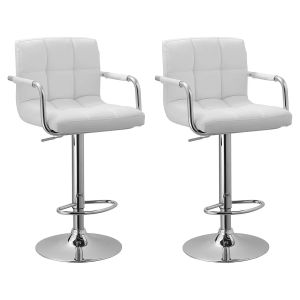 Pack de 2 taburetes de bar blancos con reposabrazos mike