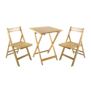 Conjunto de jardín plegable mesa cuadrada y 2 sillas biano madera de bambú