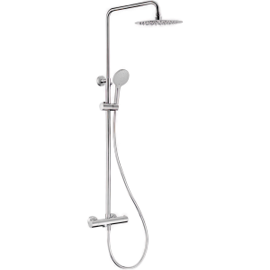 Valaz barra de ducha/bañera termostática redonda acero cepillado ebro 30cm