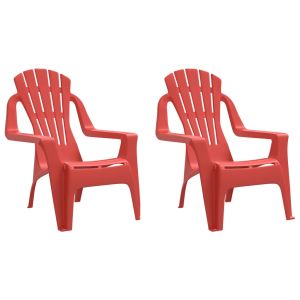 vidaXL sillas de jardín niños 2 uds aspecto madera pp rojo 37x34x44 cm