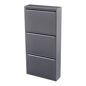 Zapatero sokndal con 3 puertas 104x50x15 cm metal - gris  [en.casa]