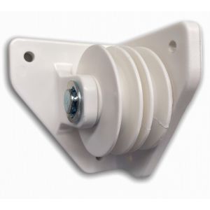 Polea doble lateral para cuerda de pérgola (blanco)