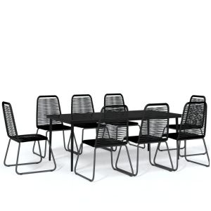 vidaXL juego de comedor para jardín 9 piezas negro