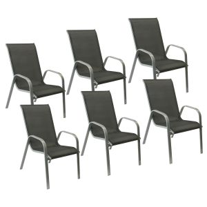 Pack de 6 sillas marbella en textileno gris aluminio gris