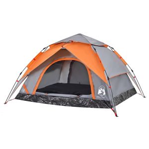 vidaXL tienda de campaña iglú 4 personas apertura rápida gris/naranja