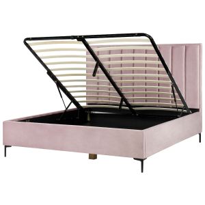 Cama con almacenaje sezanne terciopelo rosa 180 x 200 cm
