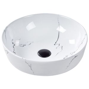 Lavabo sobre encimera hopi ⌀ 42 cm cerámica mármol blanco