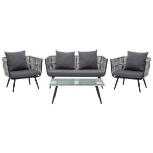 Conjunto de jardín con mesa 4 plazas ragusa ratán sintético gris