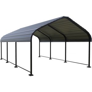 Cobertizo metálico para coches <<phoenix>> - 13,5 m² - gris
