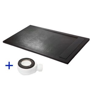 Plato de ducha de resina 150x90 premium ambiente negro ral 9005 90x150