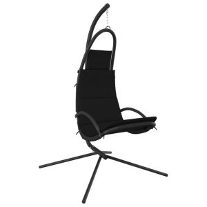vidaXL silla colgante de jardín con cojín acero y tela oxford negro