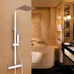 Aica columna de ducha 73-115cm plata cuadrado termostato
