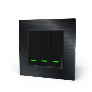 Interruptor inteligente Wi-Fi negro de 3 botones con indicador LED tb13b