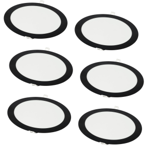 Pack x6 downlight LED 18w blanco neutro 4200k redondo empotrar marco negro