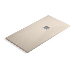 Plato ducha resina | válvula desagüe y rejilla | beige | 70 x 100cm