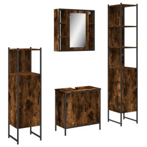 vidaXL set de muebles de baño 4 piezas madera contrachapada roble humo