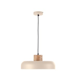 Lámpara techo aluminio crema embellecedor madera