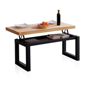 Mesa de centro elevatória loft carvalho selvagem - preto