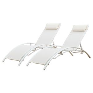 Pack de 2 tumbonas galapagos en textileno blanco aluminio blanco