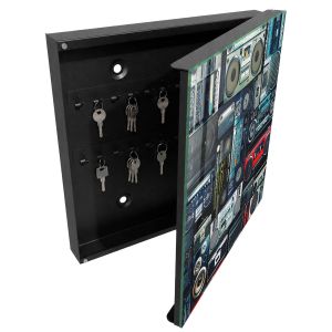 Caja guarda llaves 30x30x5 pasión por la música, apertura derecha