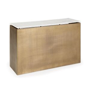 Consola 122x40x85 metal dorado antic, marmol blanco