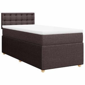 vidaXL cama box spring con colchón tela marrón oscuro 80x200 cm
