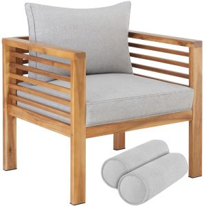 Sillón de jardín con madera y capacidad de carga 120 kg, marrón