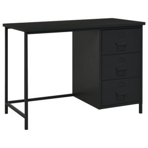 vidaXL escritorio industrial con cajones acero negro 105x52x75 cm