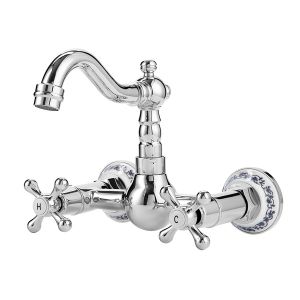 Grifo lavabo bimando retro, cromo