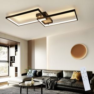 Nettlife lámpara de techo LED negra 80 cm moderna  regulable con mando a