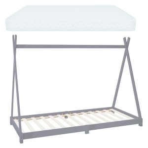 Cuna tipi con somier 90x200 cm madera gris claro diseño ml