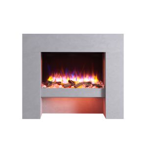 Chimenea eléctrica BALDERIA Naran - chimenea de pie, 2000w - gris hormigón