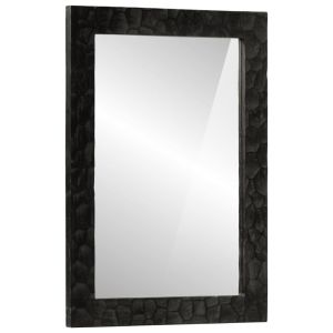 vidaXL espejo de baño madera maciza mango y vidrio negro 50x70x2,5 cm