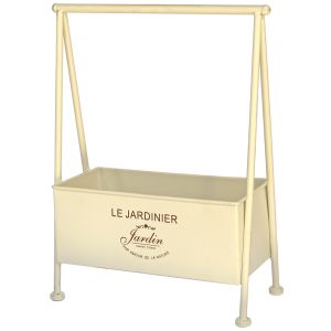 Jardinera con pies de metal color beige