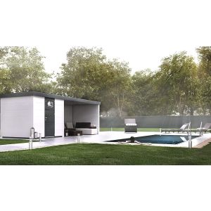 CASETA METALICA JARDIN NOVO HABITAT NH4 CON TERRAZA ANTRACITA