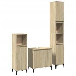 vidaXL set de muebles de baño 3 pzas madera contrachapada roble sonoma
