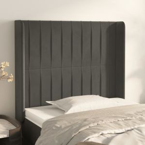 Cabecero con orejas de terciopelo gris oscuro 103x16x118/128 cm eso8809