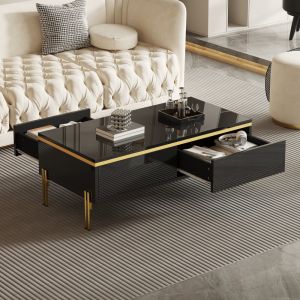 Mesa de centro con 2 cajones negro 36x100x50cm