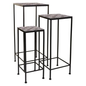 Set 3 soportes de macetas de metal negros